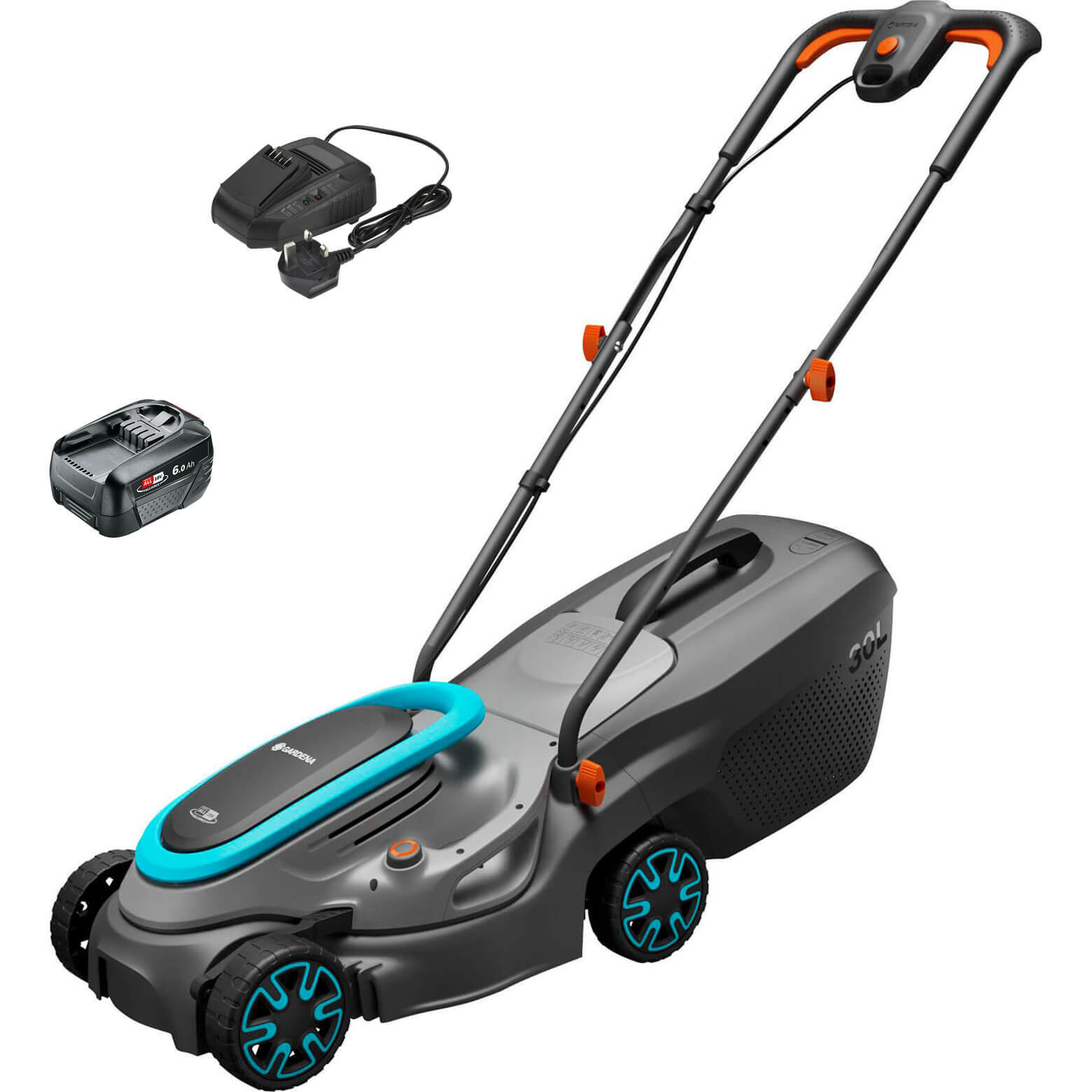 Gardena POWERMAX 32 P4A 18v Cordless Rotary Lawnmower 320mm 1 x 6ah Li-ion