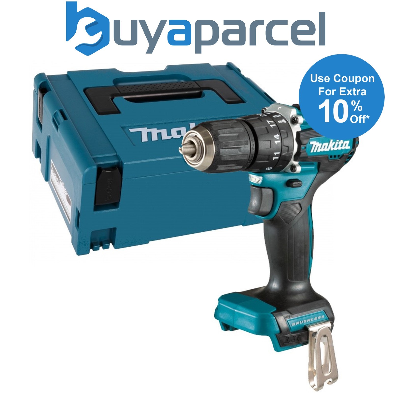 Makita DHP487Z 18V LXT Lithium Brushless Combi Hammer Drill Sub Compact + Makpac