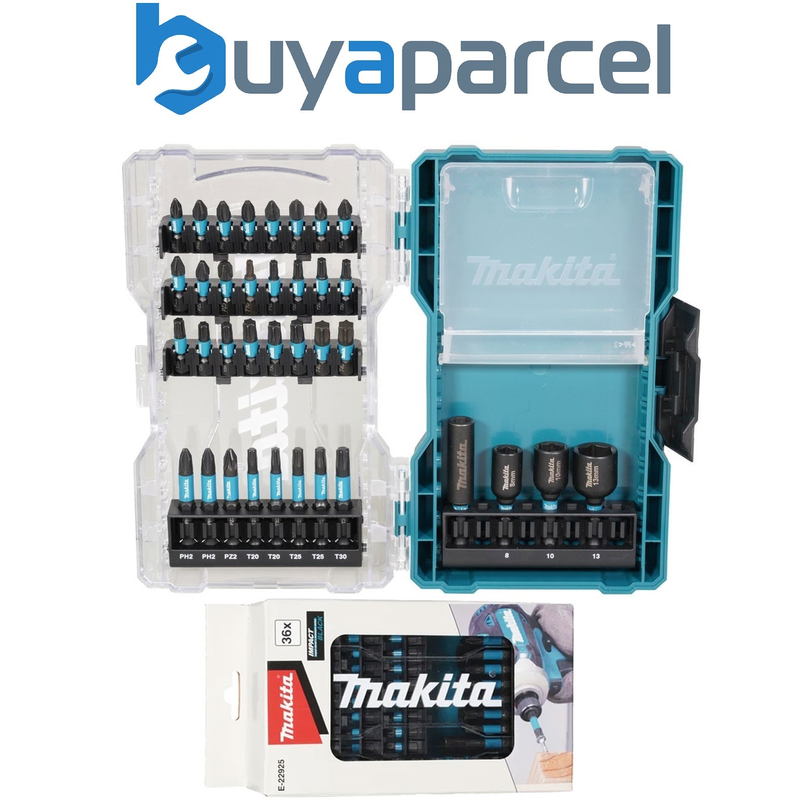 Makita 36 Piece Impact Black Screwdriver Bit Set Pozi Impact Driver Nutsetter