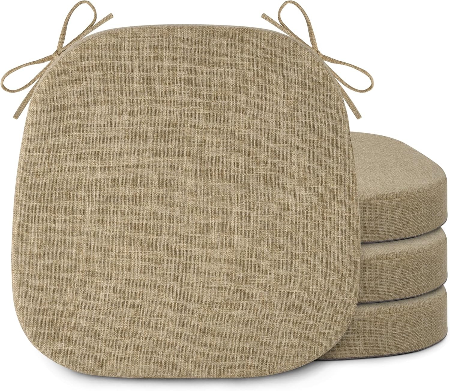 Kitchen Chair Cushions Set of 4 Anti Slip Dining Chair Cushions with Ties 16"x1