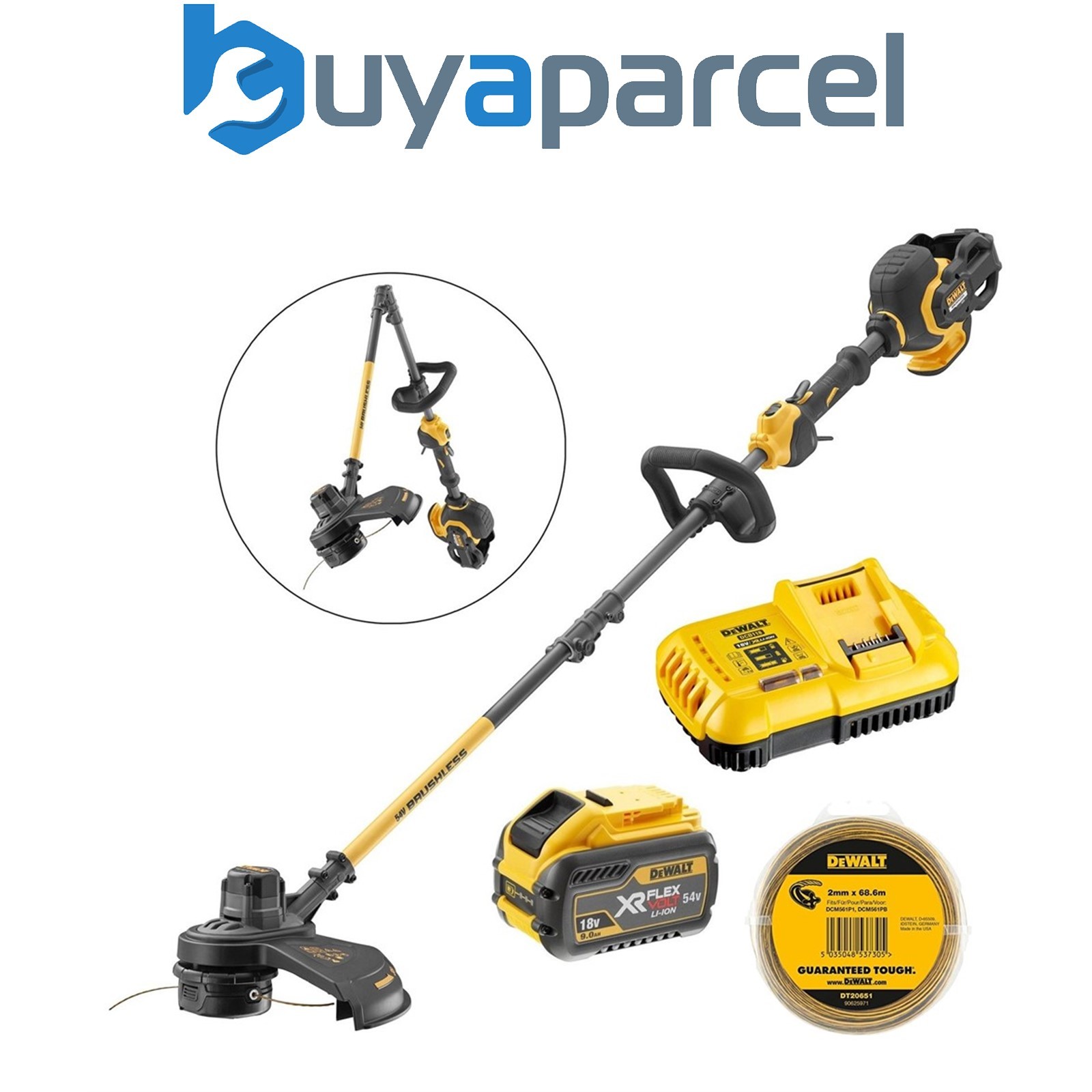 Dewalt DCM5713X1 54v XR Flexvolt Cordless Grass Timmer Split Shaft -1x9ah + Line