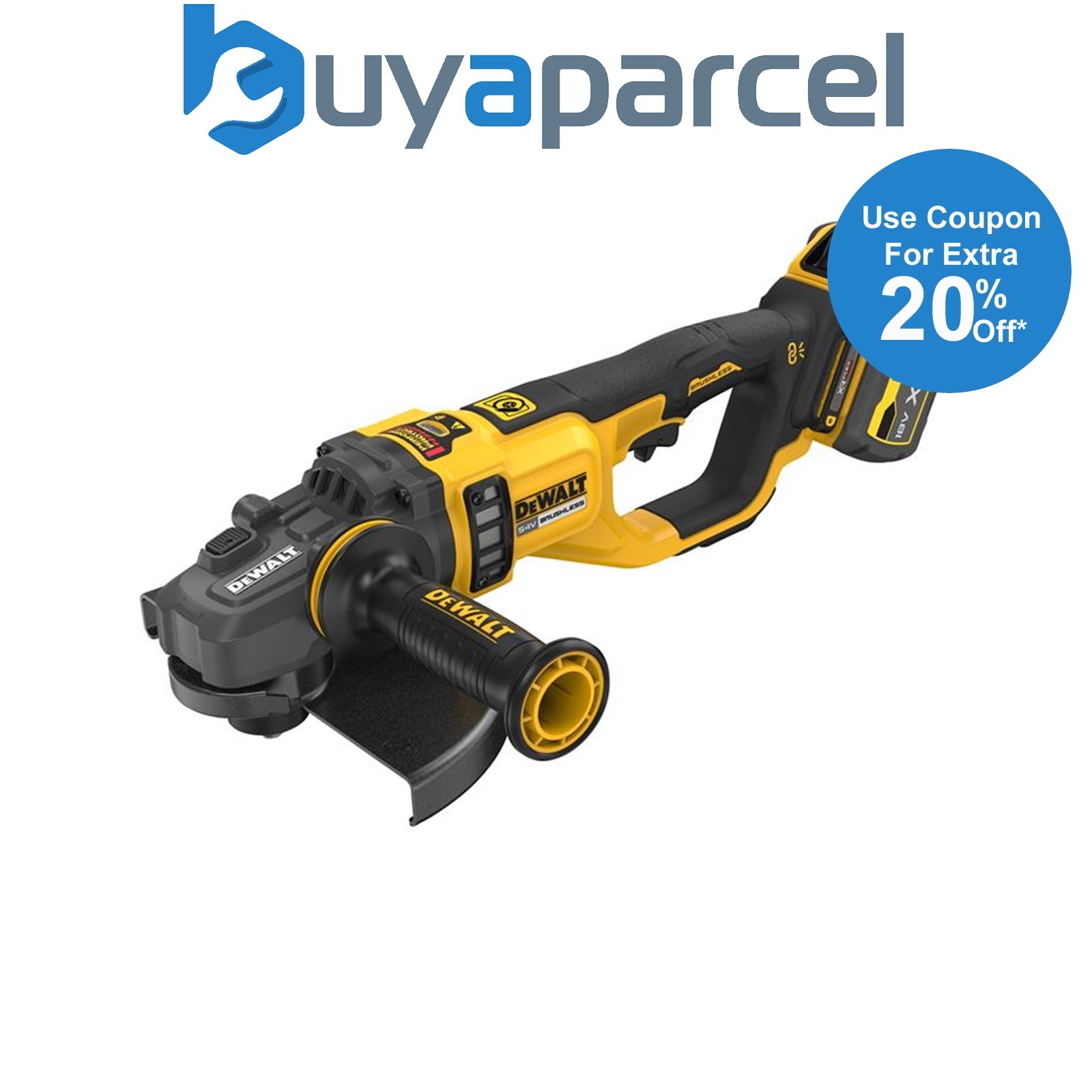 Dewalt DCG460X2-GB FlexVolt Angle Grinder 54V 2 x 3.0Ah Li-ion Batteries