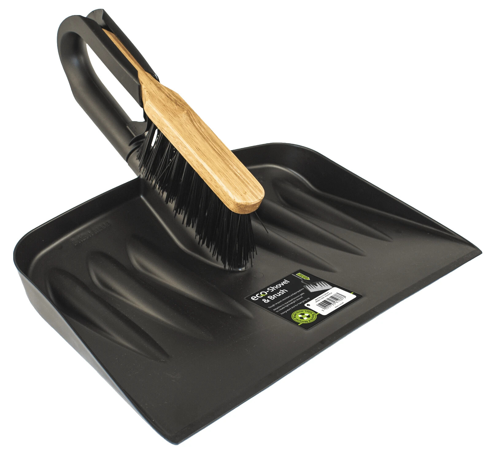 Large Quality Eco-Shovel & Hard Brush Black Large pan and brush Rubble Shovel