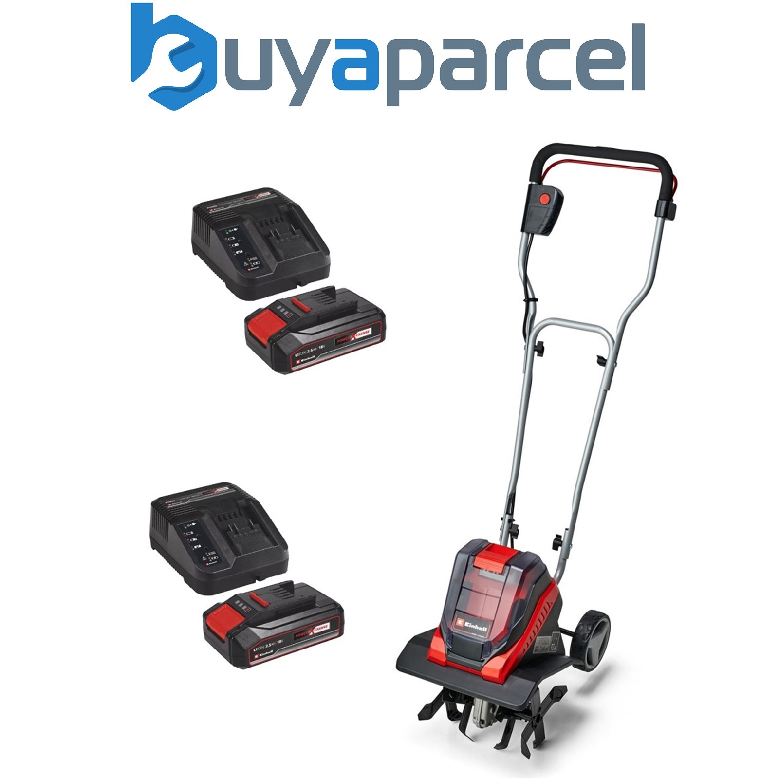 Einhell Cordless Twin 18v/36v Tiller Cultivator Rotavator 2 x 2.5AH Battery Pack
