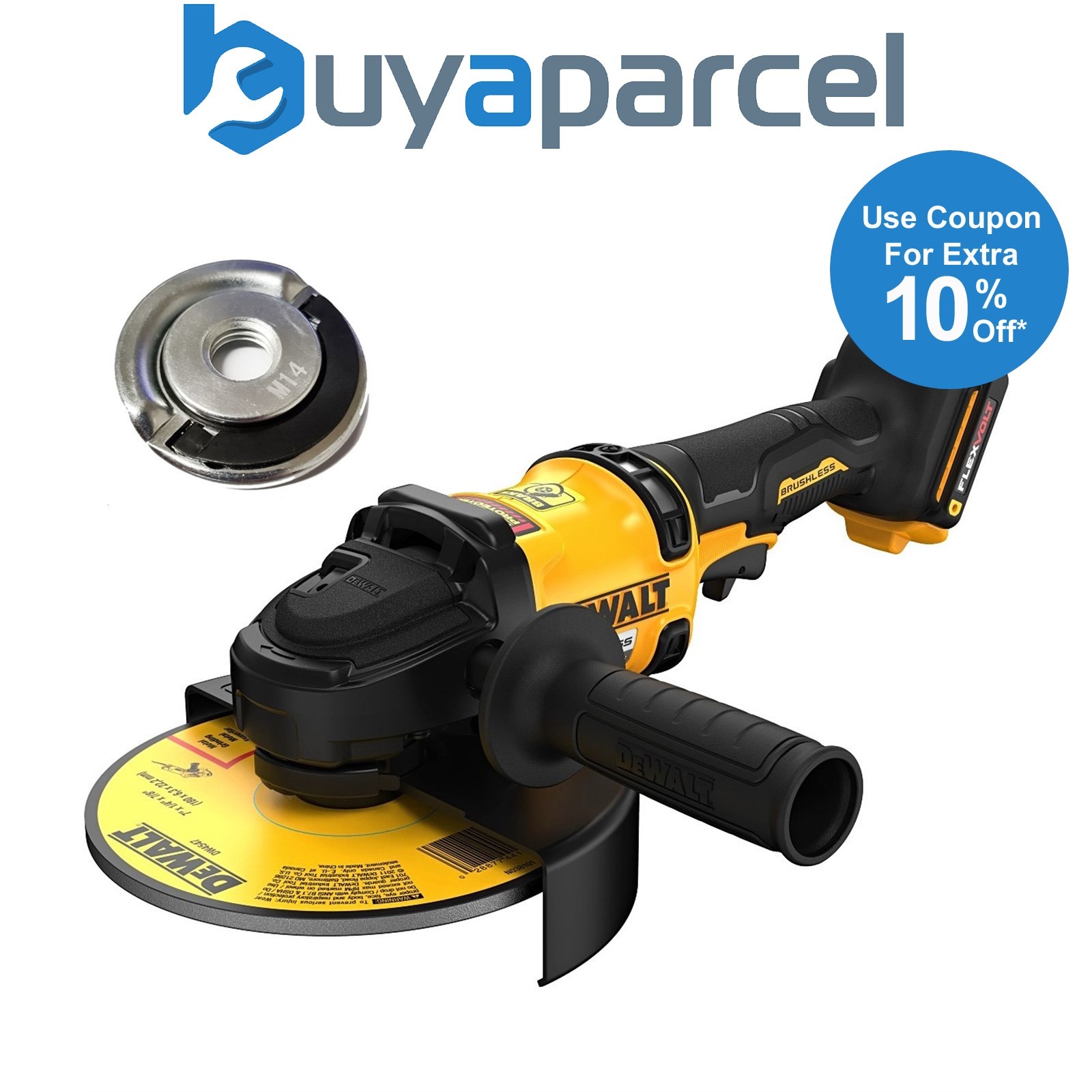 Dewalt DCG440N 54v XR FlexVolt 180mm Angle Grinder 7" Cordless Quick Release Nut