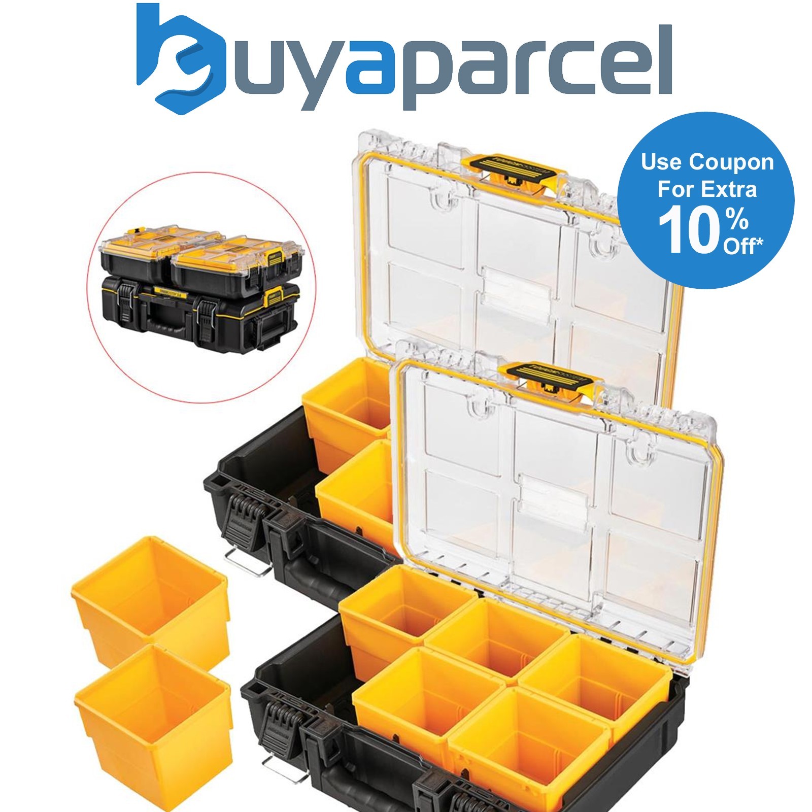 2X Dewalt Tough System 2.0 DWST83392-1 1/2 Width Deep Tool Organiser +6 Inserts