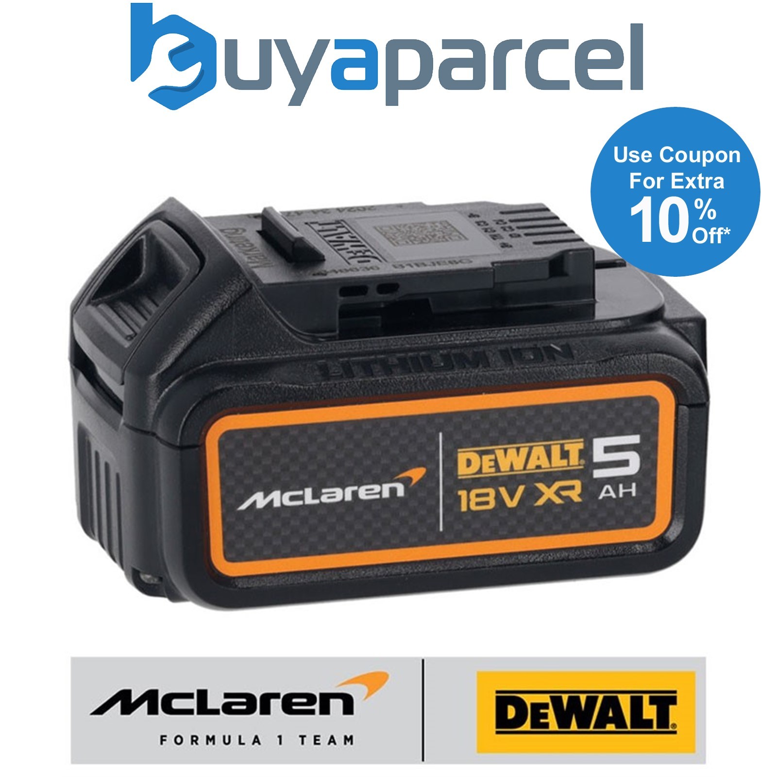 DeWalt McLaren F1 DCB184 18v 5.0Ah Li-Ion Battery XR Range Lithium DCB184M - LED