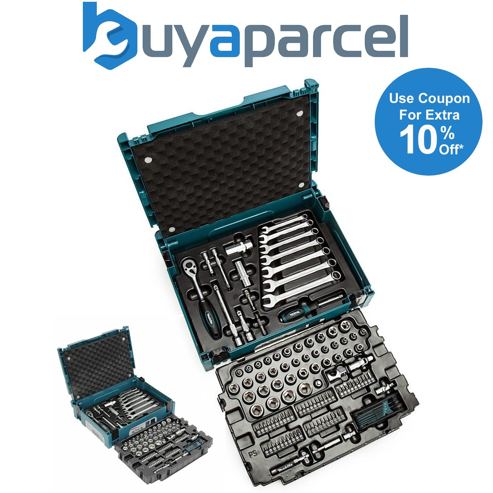 Makita 120 Piece General Maintenance Kit Spanner Socket Screwdriver Set + Makpac