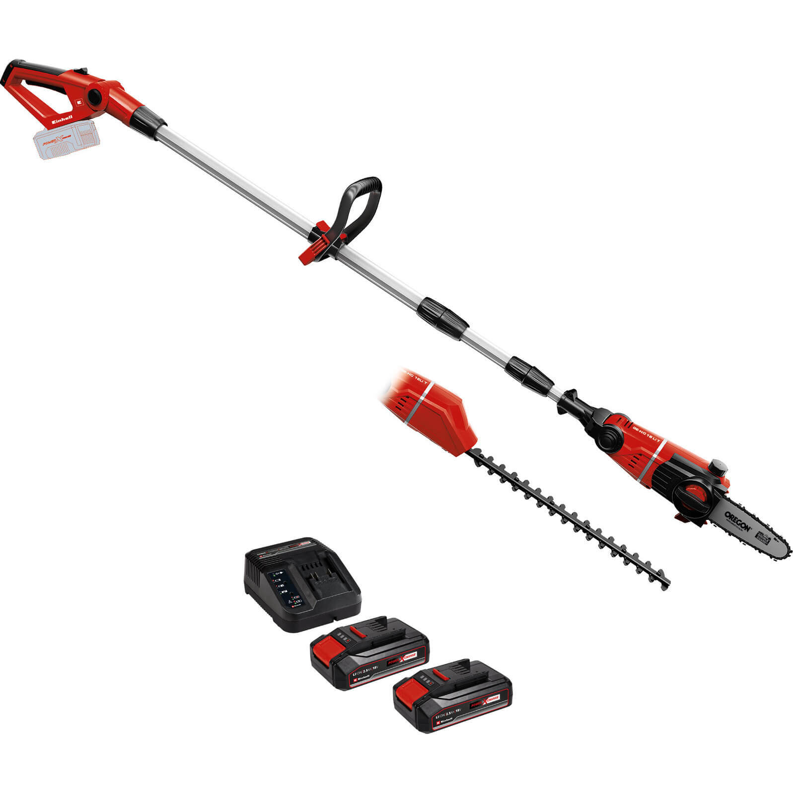 Einhell GE-HC 18 Li T 18v Cordless Telescopic Pole Pruner and Hedge Trimmer 2 x