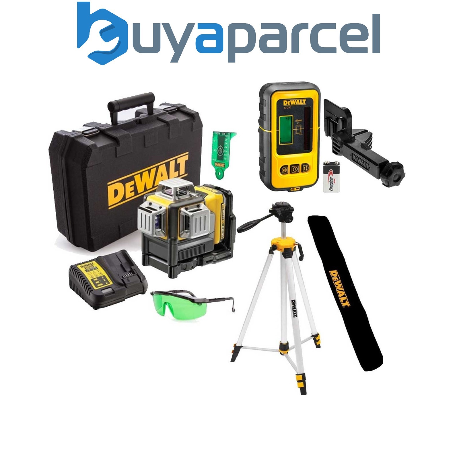 DeWalt DCE089D1G Green Beam 3 Way Self Leveling Line Laser Line Tripod Detector