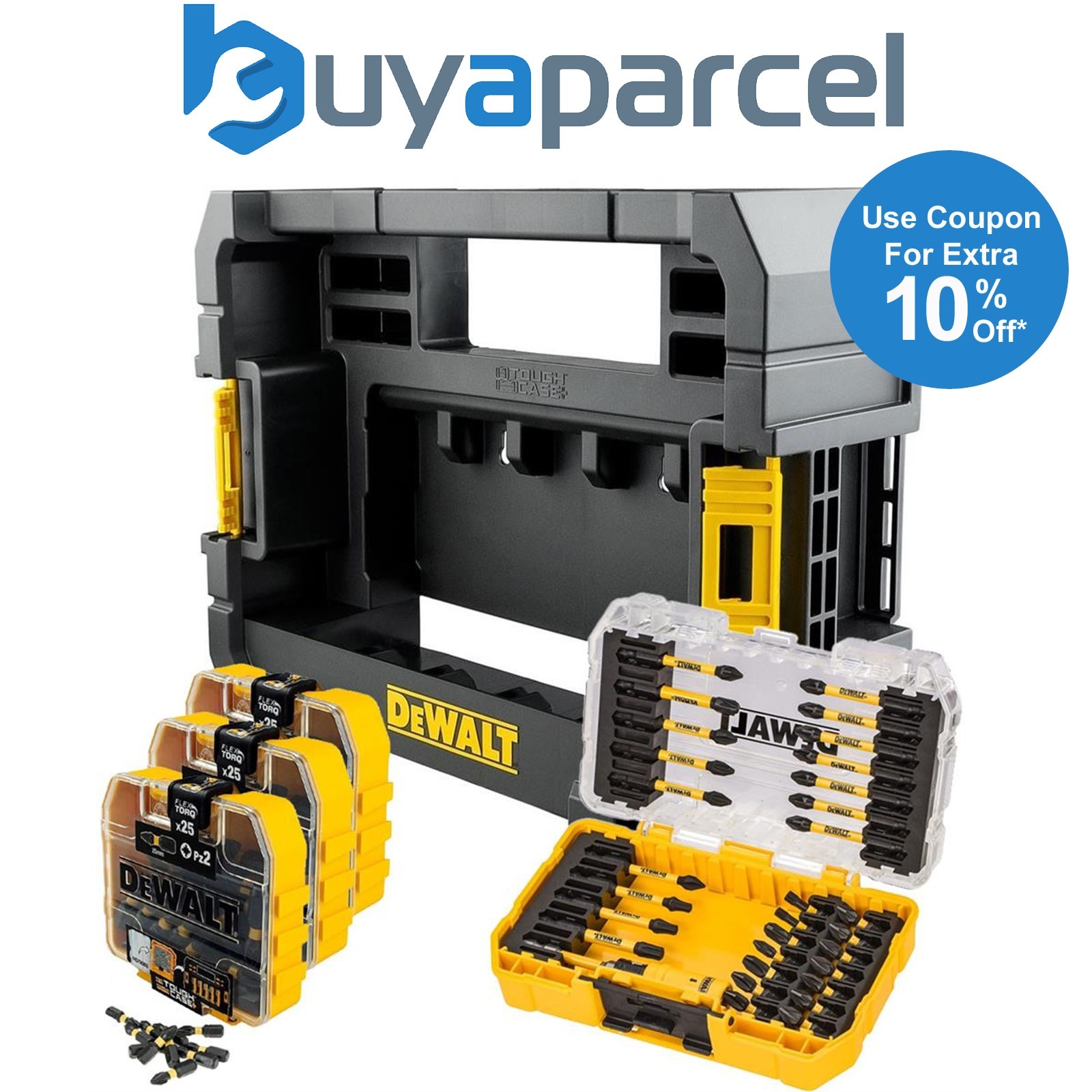 Dewalt FLEXTORQ 106 Piece Impact Screwdriver Bit Set + Tough Case TStak Caddy