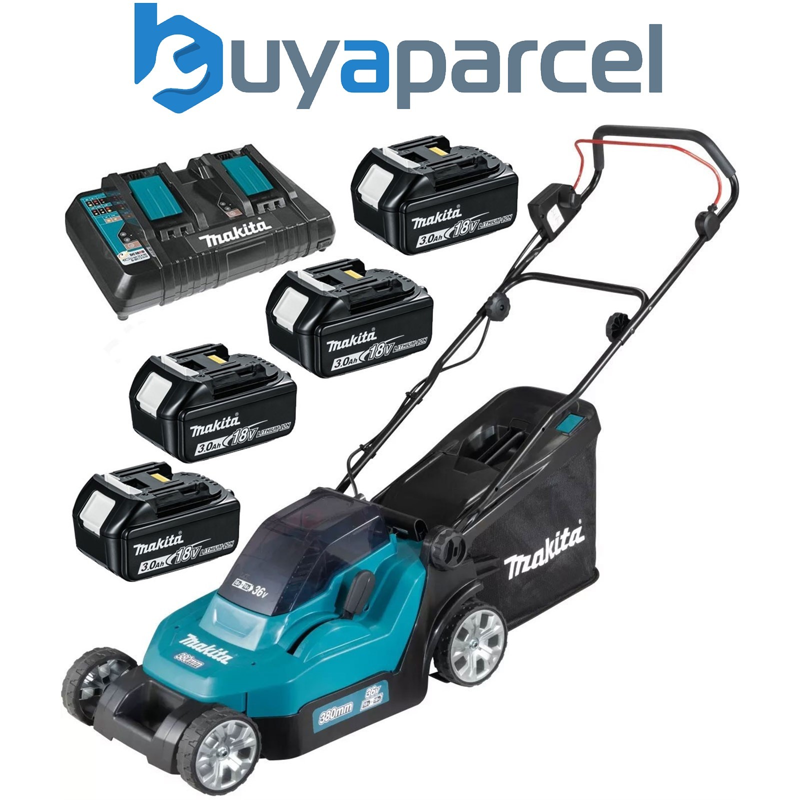 Makita DLM382PF4 18v / 36v LXT Cordless Lithium Battery Lawn Mower 4 x 3.0ah