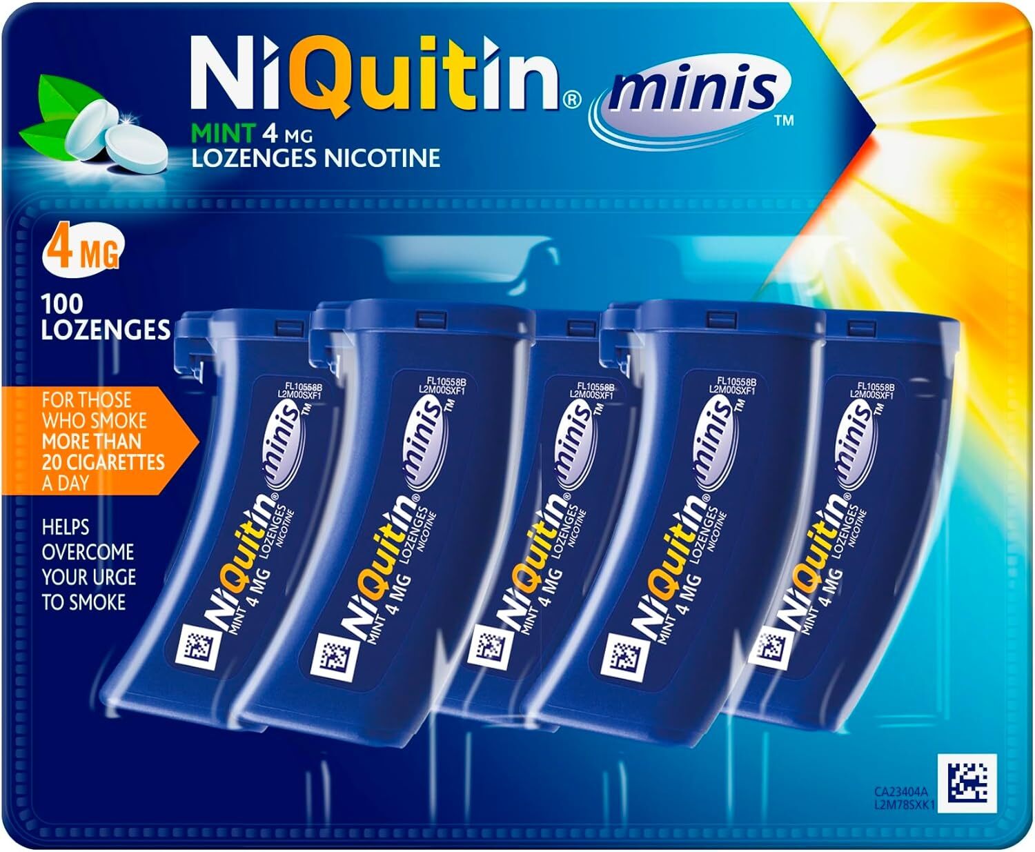 NiQuitin Minis Mint 4 mg Lozenges Effective Smoking Craving Relief100 Mini Lozen