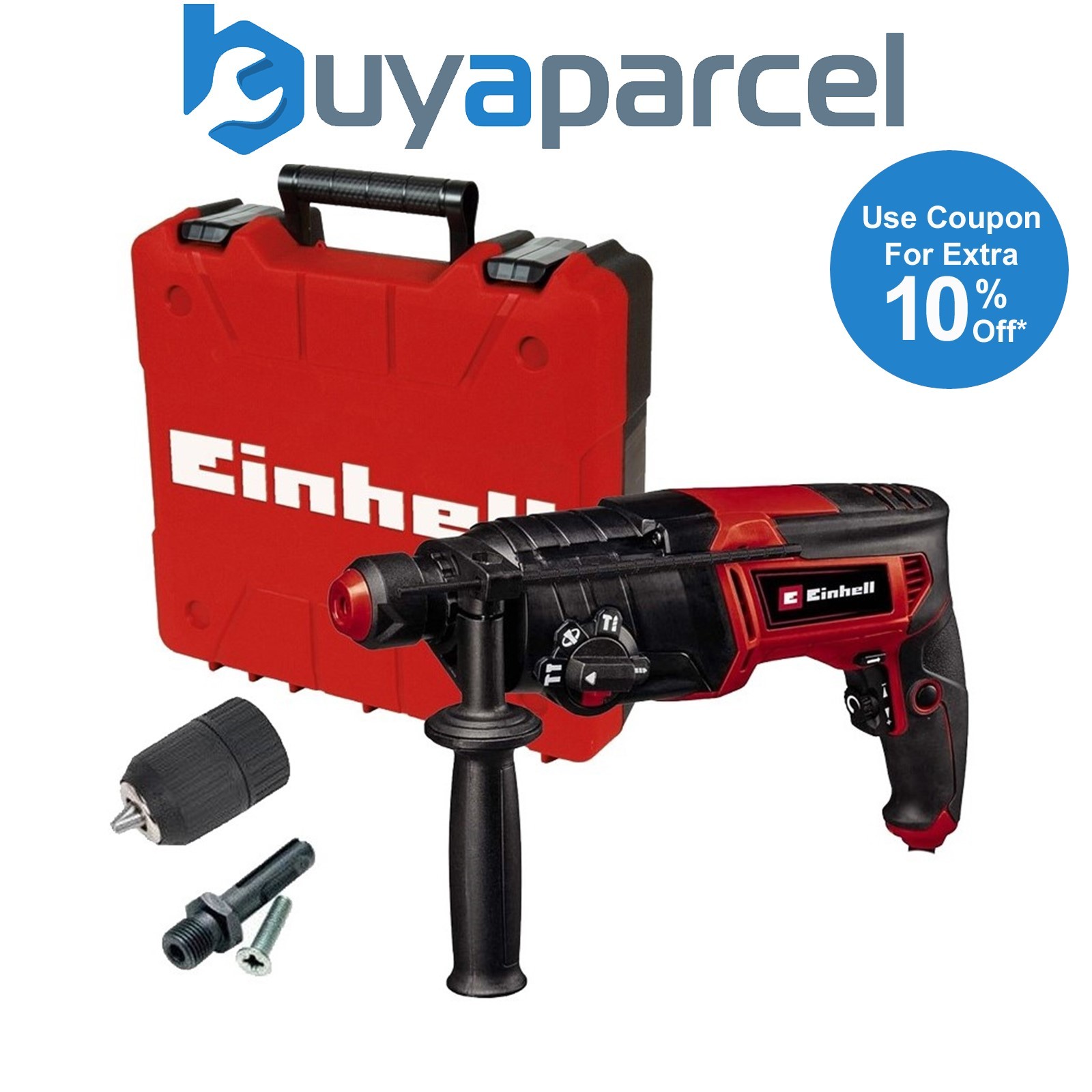 Einhell 240v SDS Plus 4 Mode Rotary Hammer Drill + Keyless Chuck + Adapter
