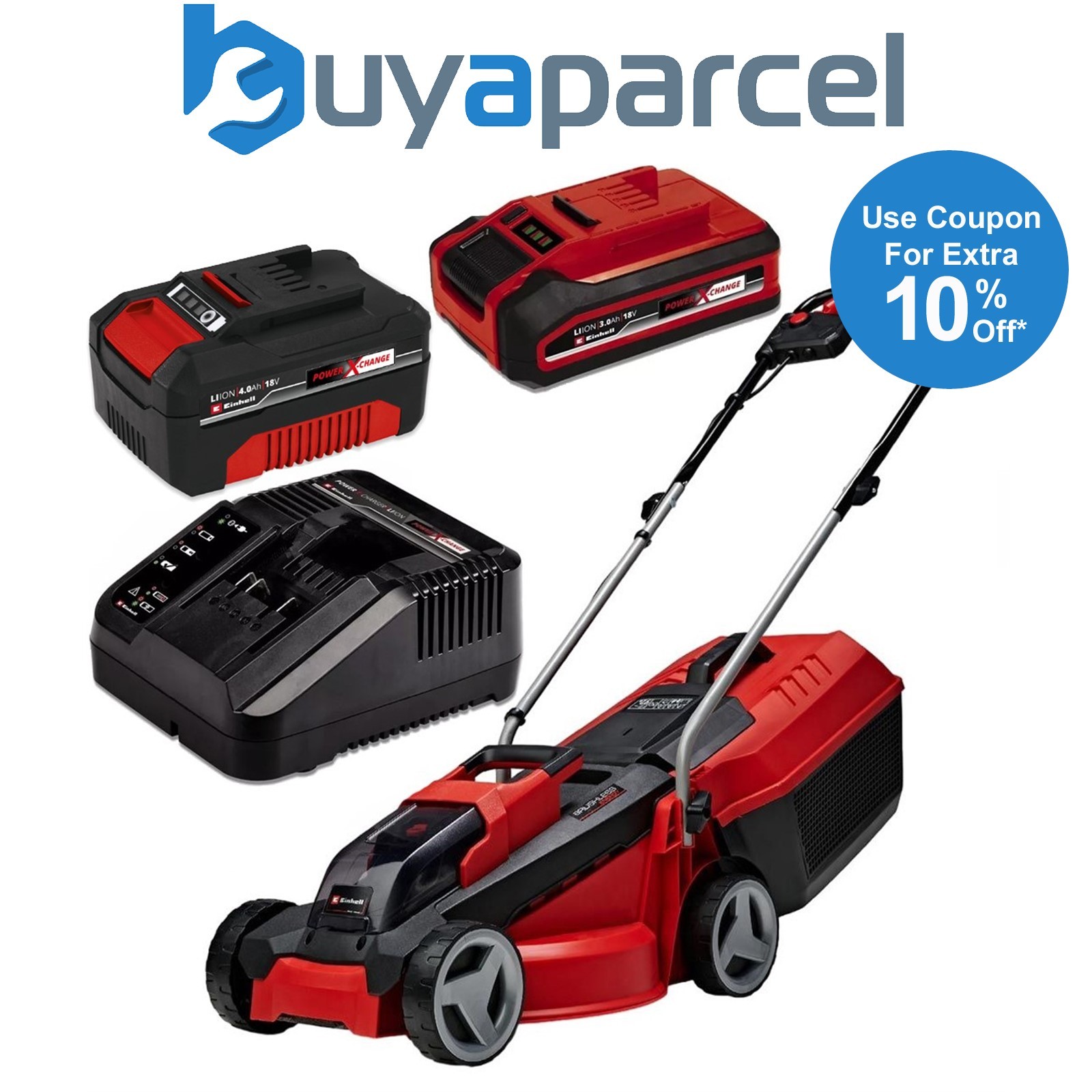 Einhell GE-CM 18/ 18v Cordless Lawnmower 30cm Lawn Mower PXC + 4ah + 3ah Battery