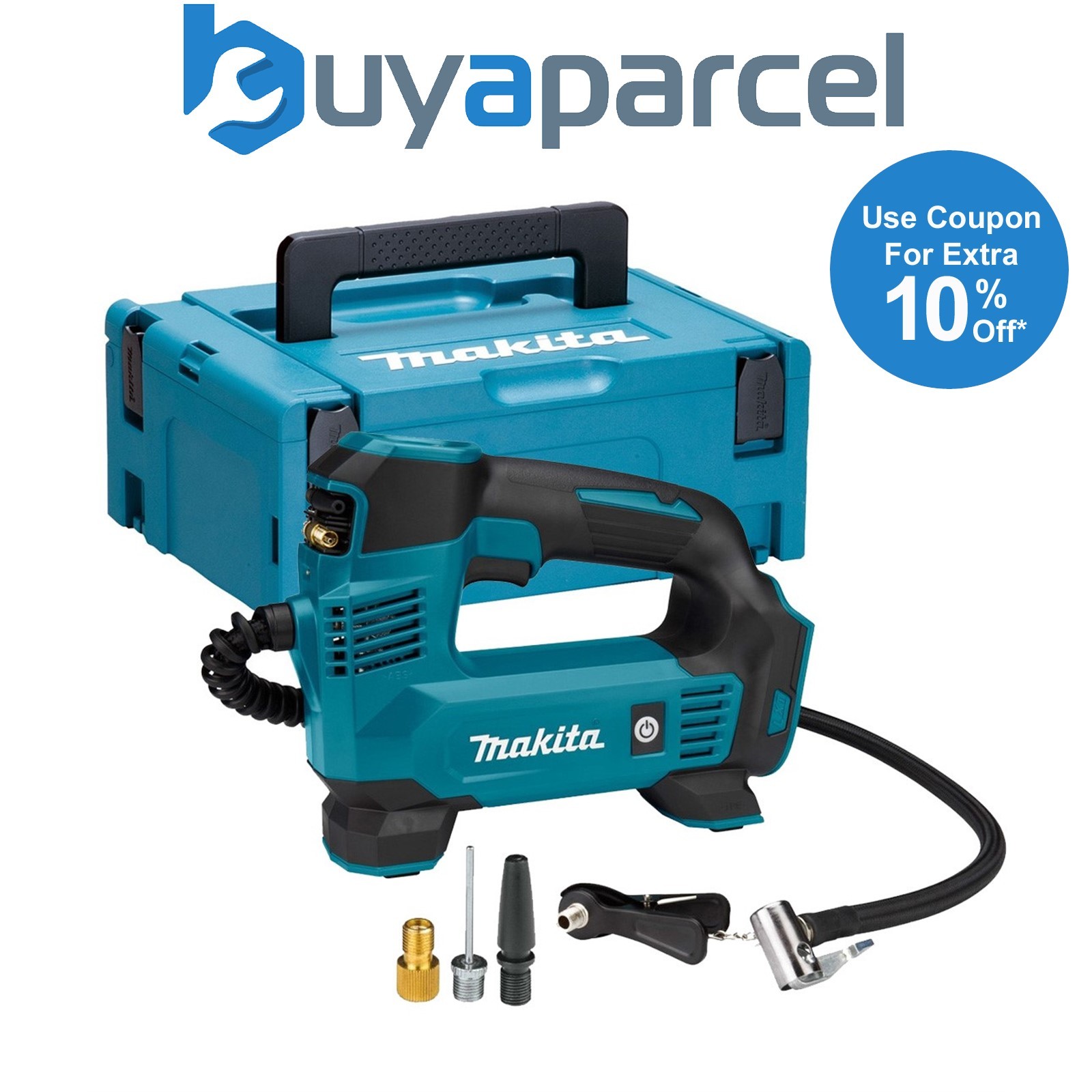 Makita DMP180Z 18V LXT Lithium Cordless Inflator Digital Bare Adapters + Makpac