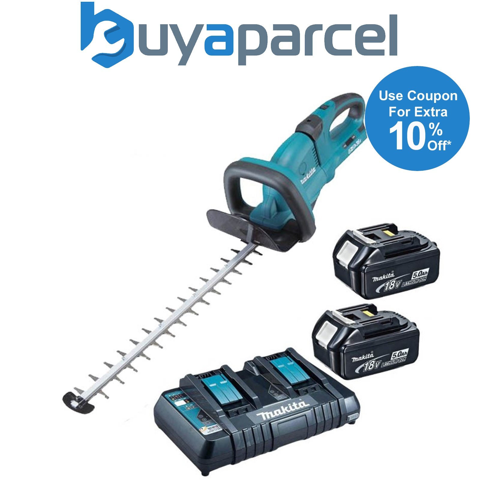Makita DUH551PT2 Twin LXT 18v / 36v Li Ion Hedge Trimmer 2 x 5.0ah Dual Charger