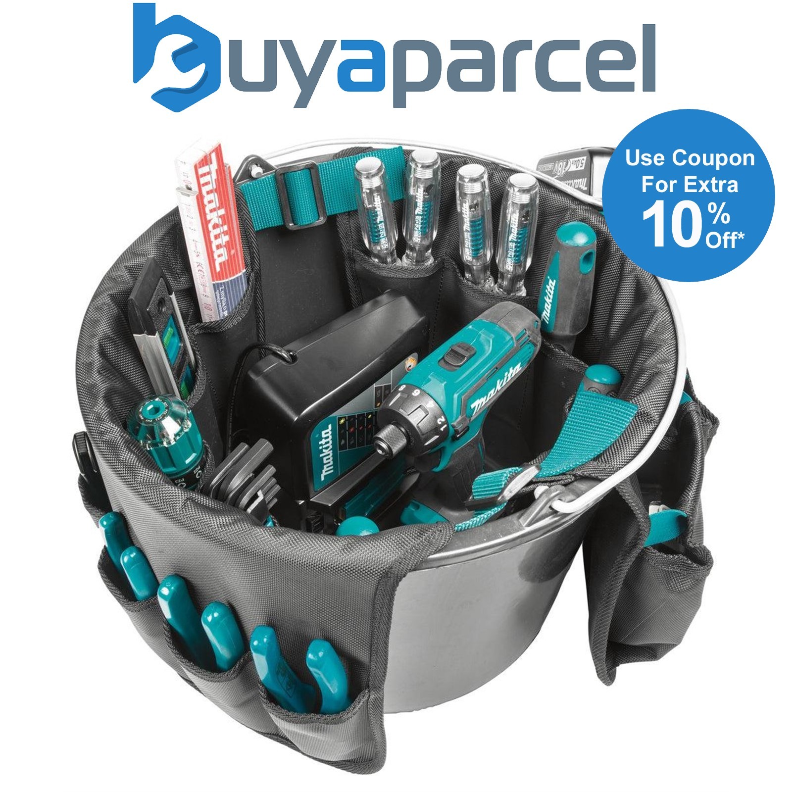 Makita E-15497 Tool Bucket Tote Bag Toolbag Fixings Bag Organiser Strap System