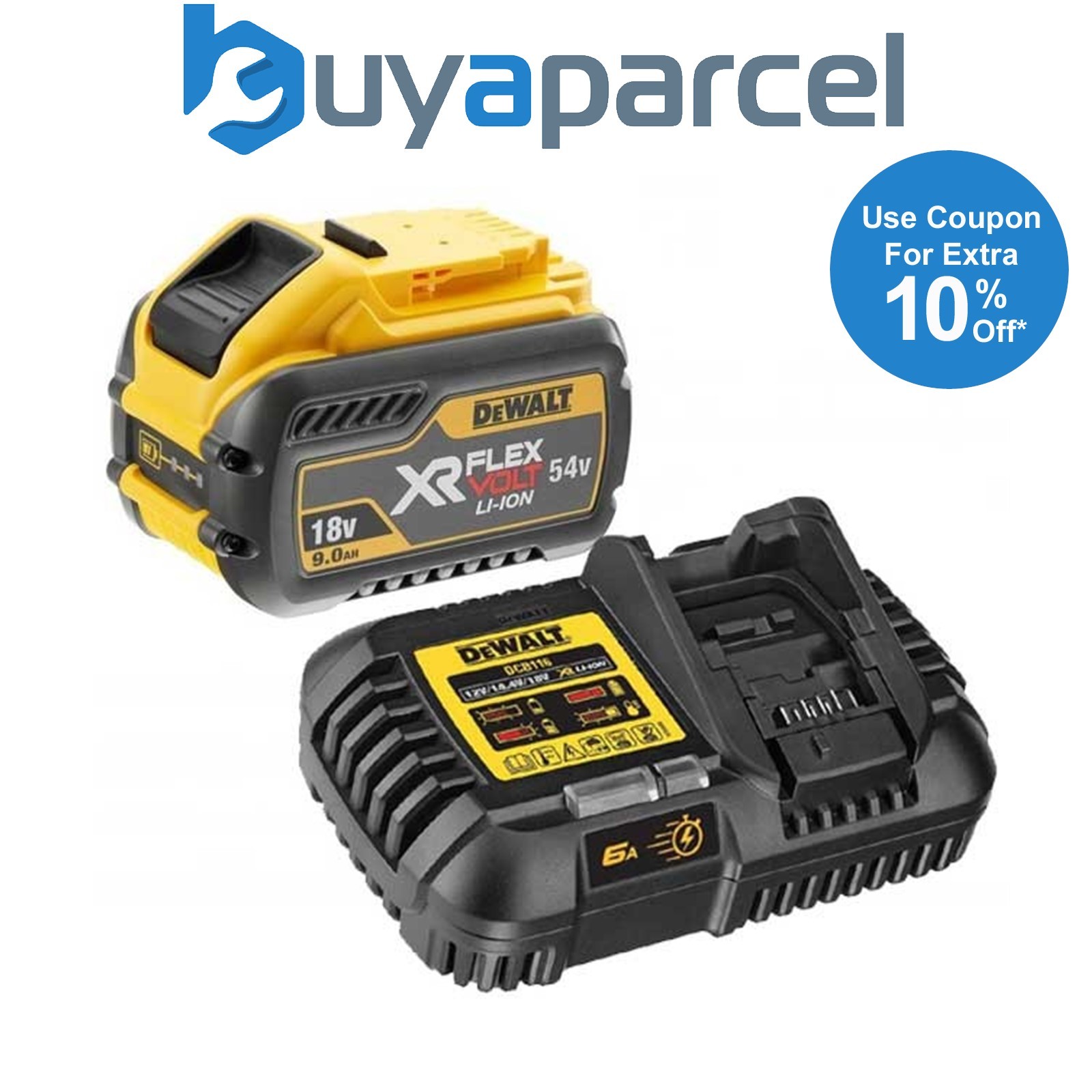 Dewalt DCB547 18v / 54v XR Flexvolt 9.0ah Battery + DCB116 Fast Charger