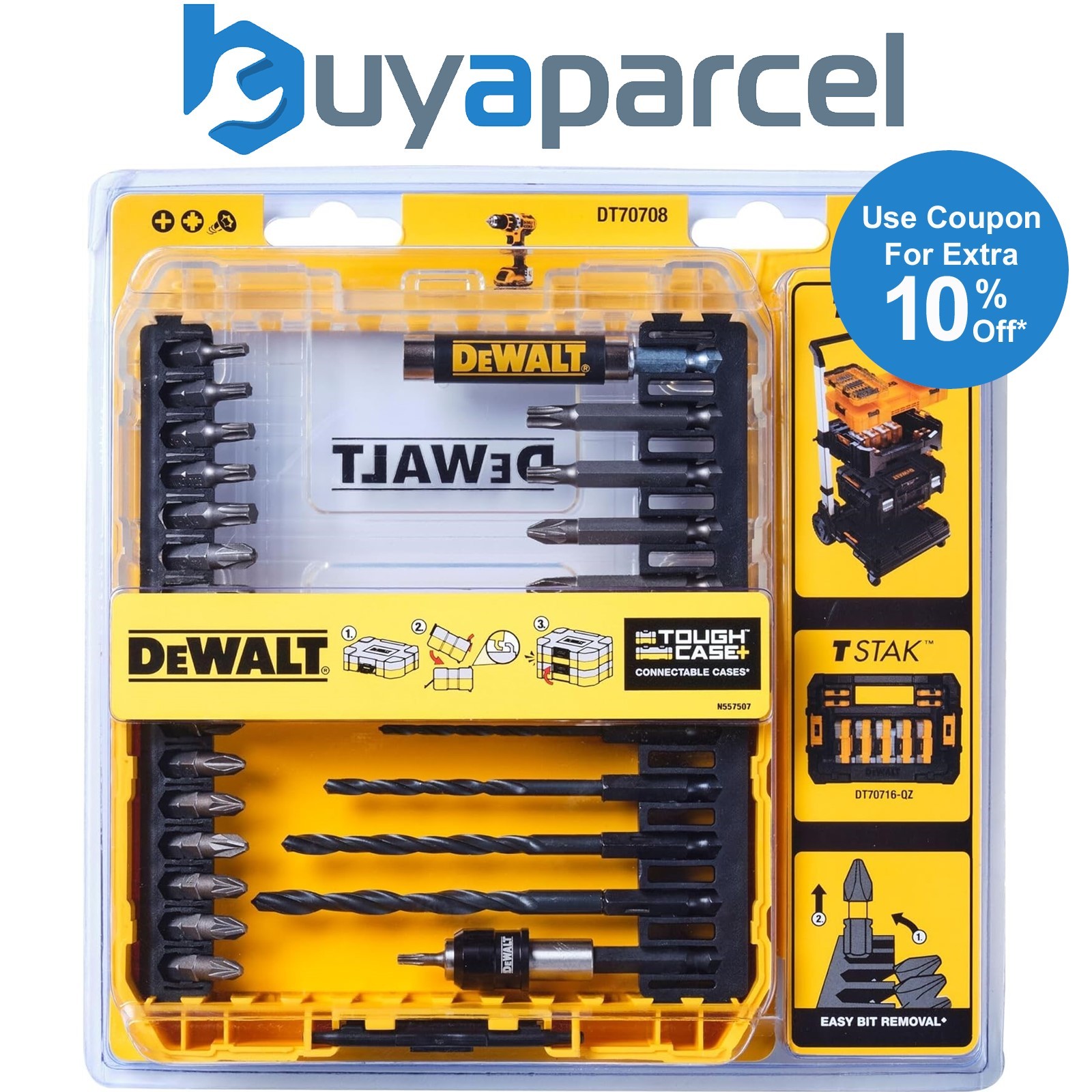 Dewalt DT70708 Drill Bit and Screwdriver Bit Set + Tough Case Fits TStak Caddy