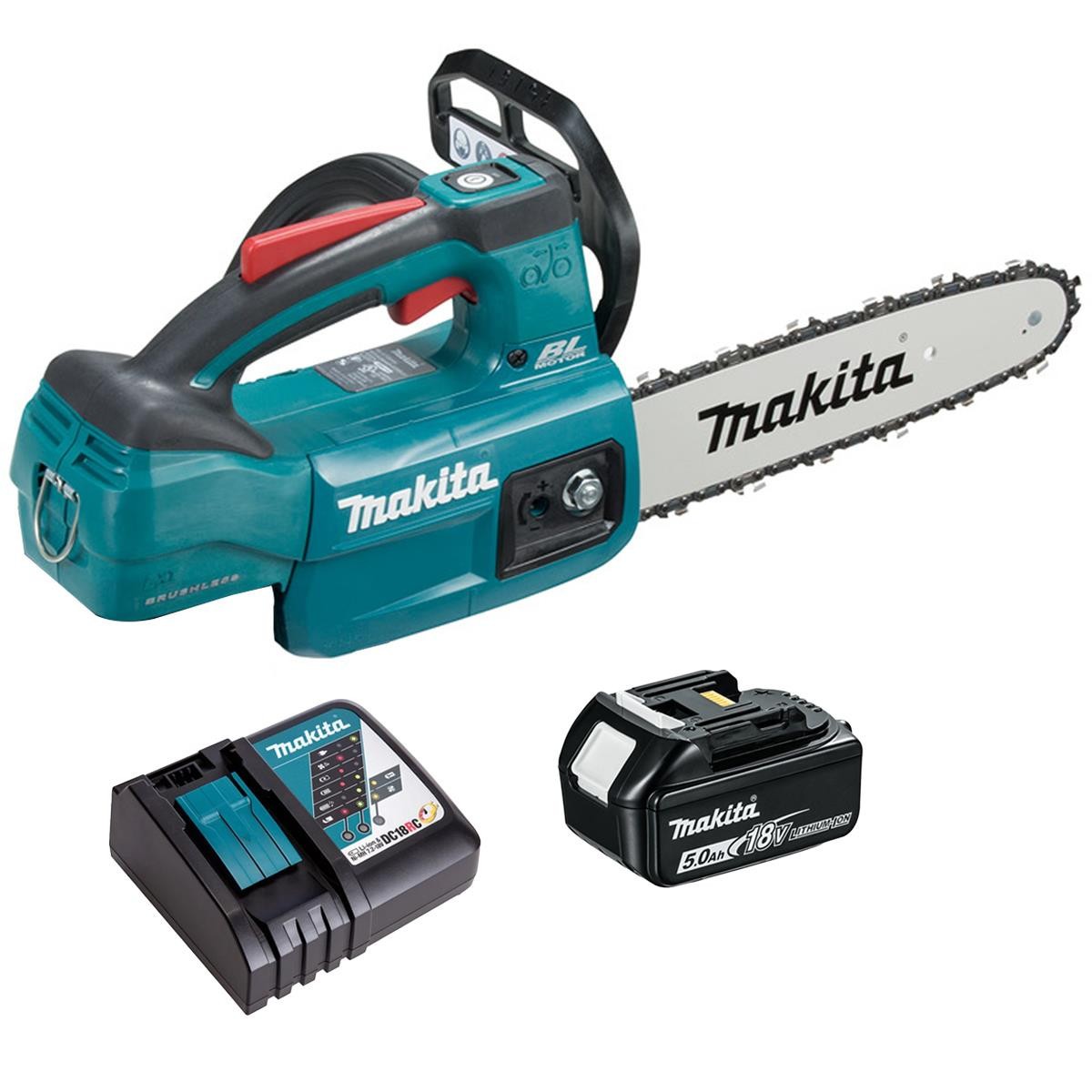 Makita DUC254Z 18V LXT Brushless Chainsaw with 1 x 5.0Ah Battery & Charger