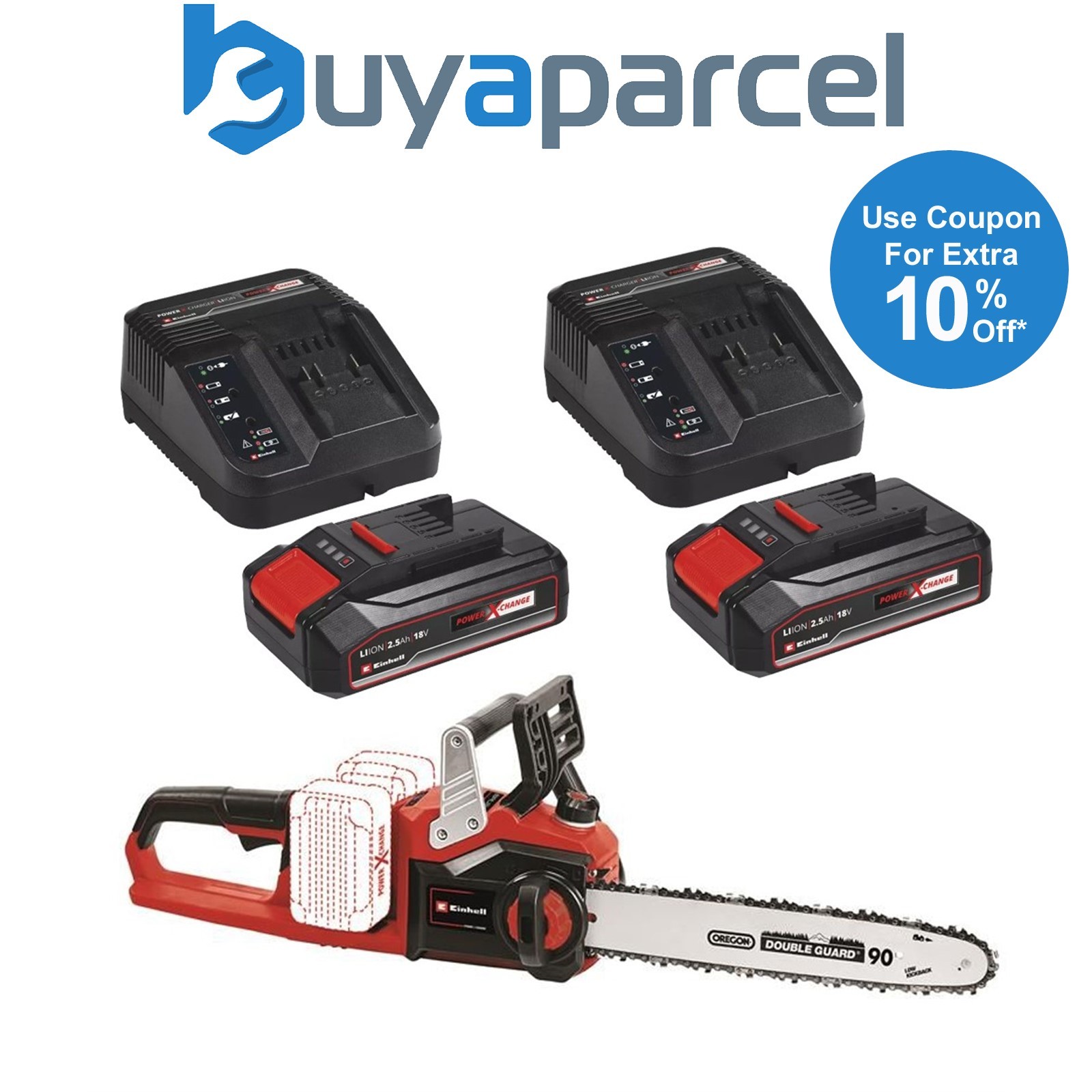 Einhell 4501780 GP-LC Li-Solo Power X-Change Chainsaw 36V 2 x 2.5AH Battery Pack