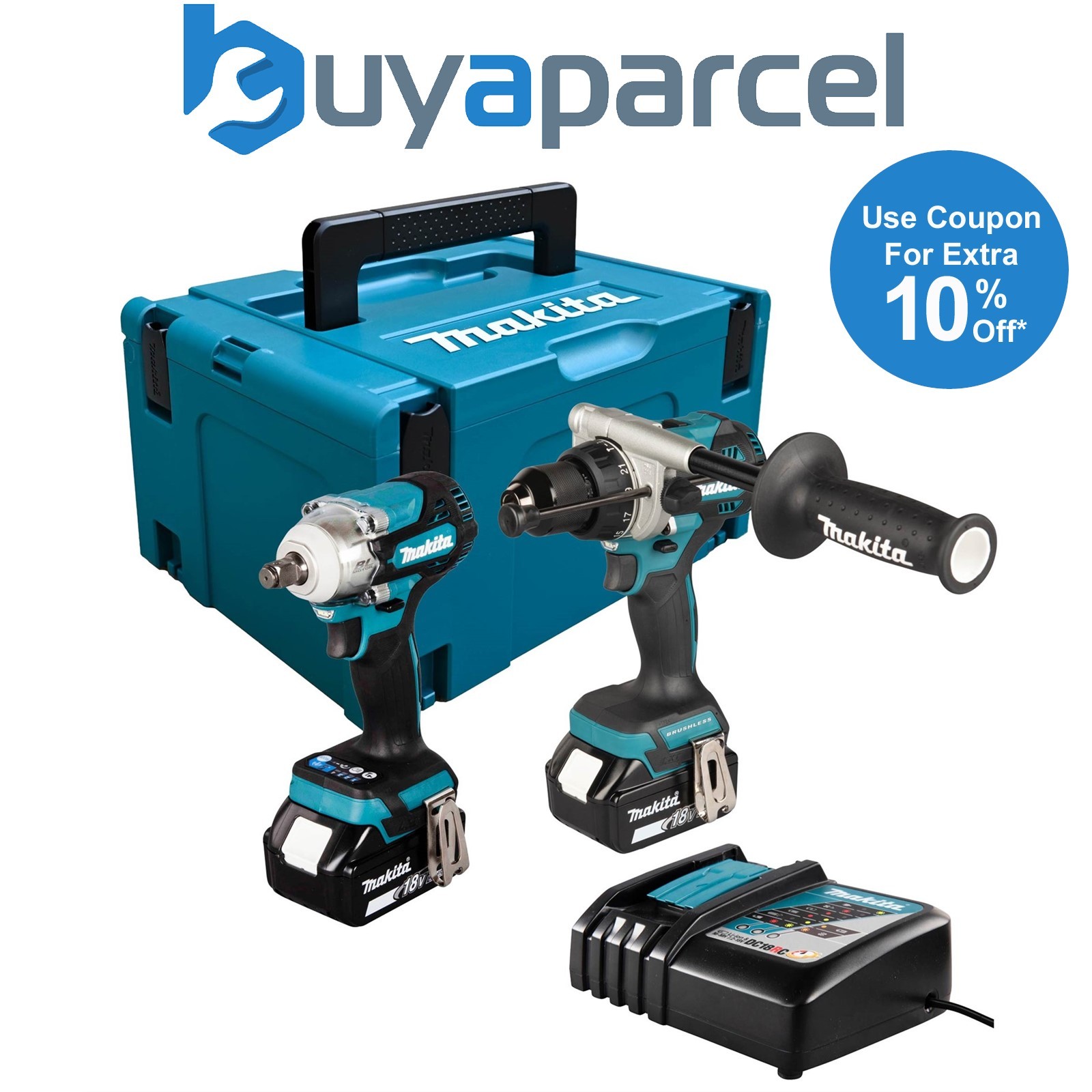 Makita 18V DLX2590TJ Lithium Brushless Kit DHP492 Drill + DTW300 Impact 5.0ah