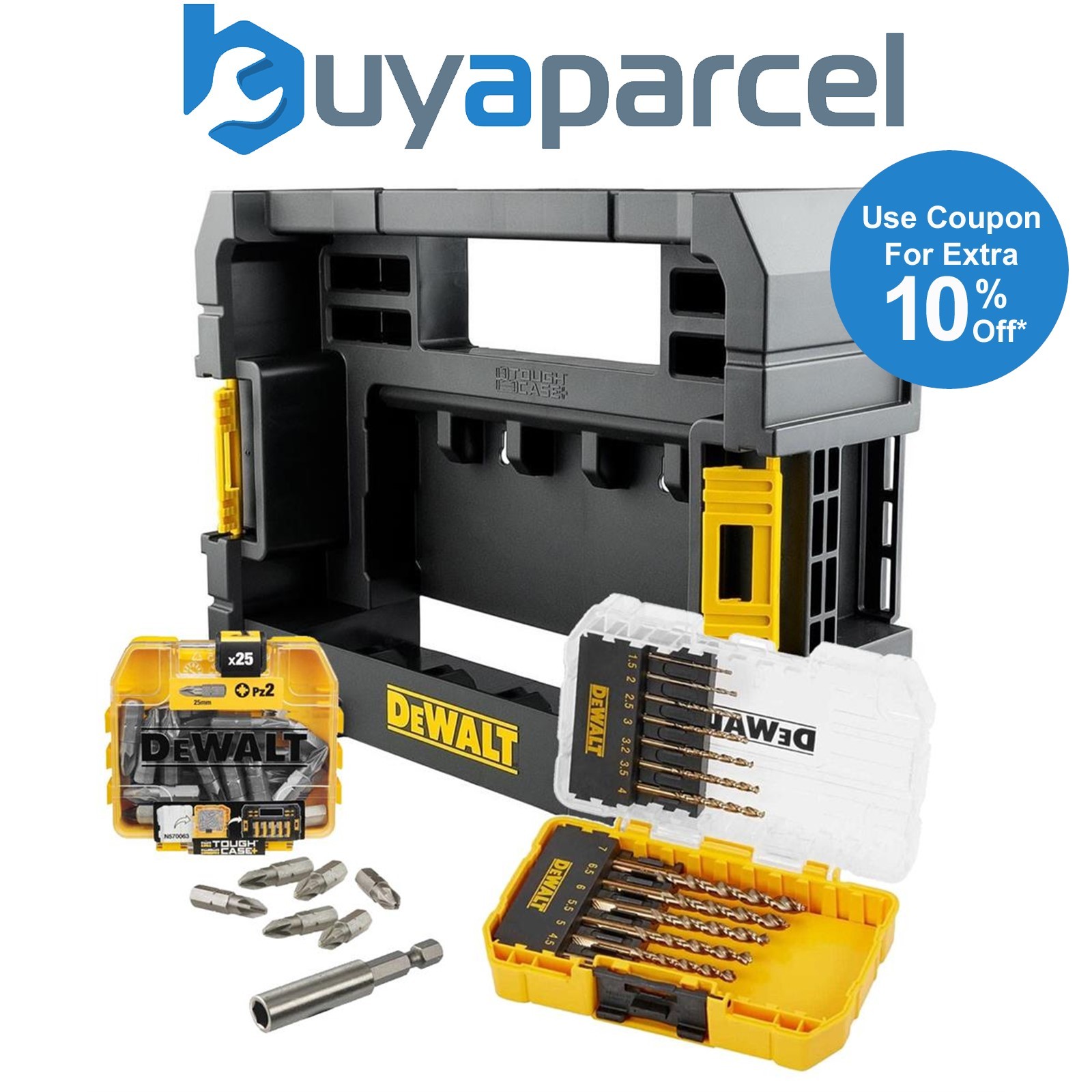 Dewalt 39 Piece EXTREME HSS-G Metal Drill Bit Screwdriver Set Tough Case + Caddy