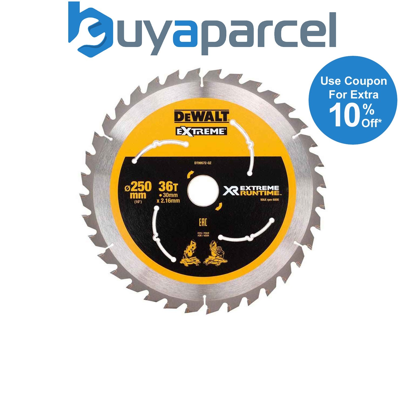 Dewalt DT99572 Flexvolt Extreme Runtime Mitre Saw Blade 250mm 36 Tooth DCD727