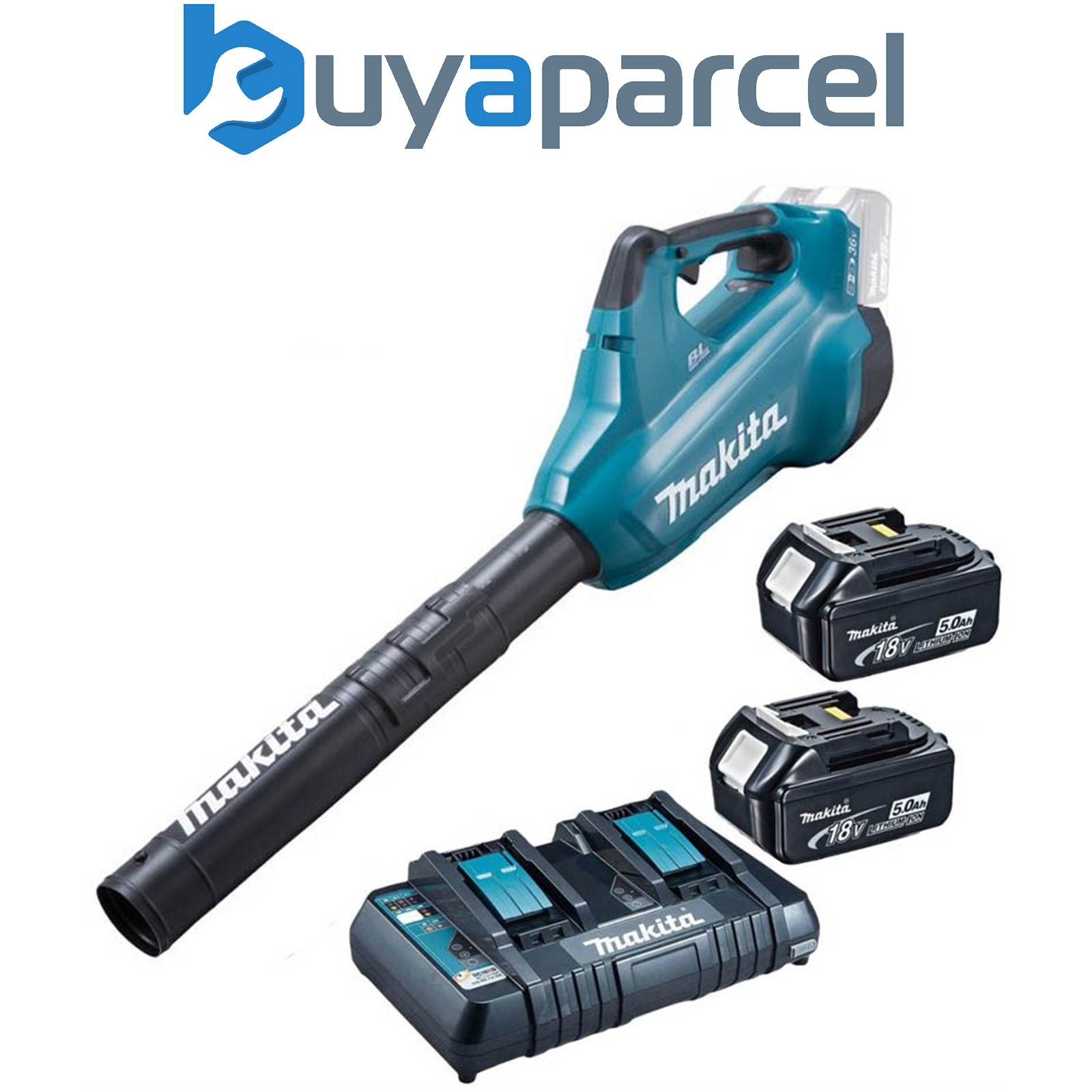 Makita DUB362 Twin LXT 18v 36v Brushless Turbo Leaf Blower 2 x 5.0ah +Charger