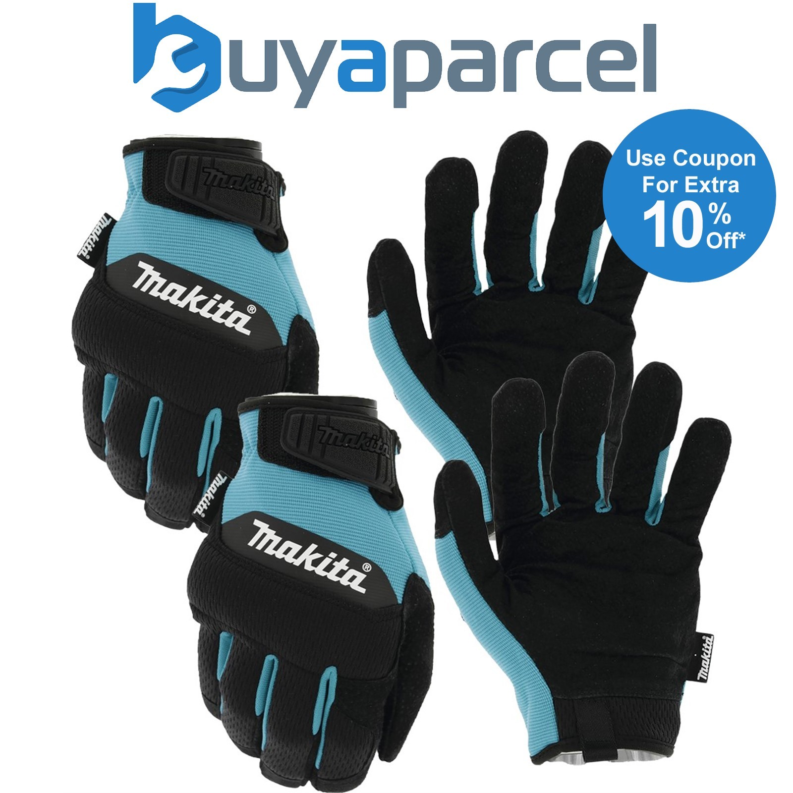 Makita P-84595 Palm Performance Gloves Medium 2x Pair - Durahide Leather EN388