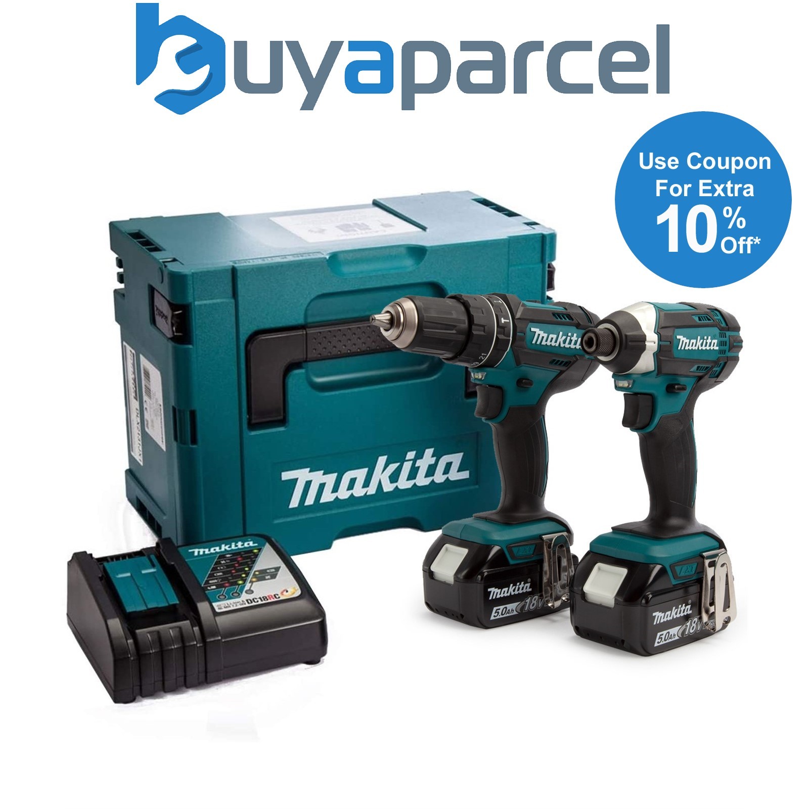 Makita DLX2131TJ 18v Twin Pack DHP482 Combi Drill + Impact Driver DTD152 - 5.0AH