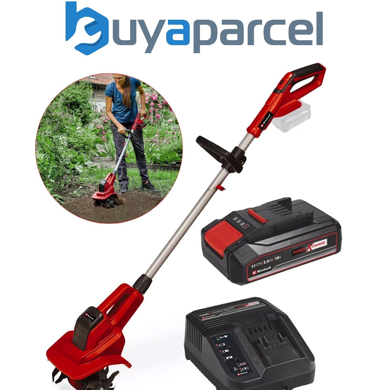 Einhell 18v Cordless Tiller Cultivator 20cm Power X-Change GE-CR 18/20 1 x 2.5ah