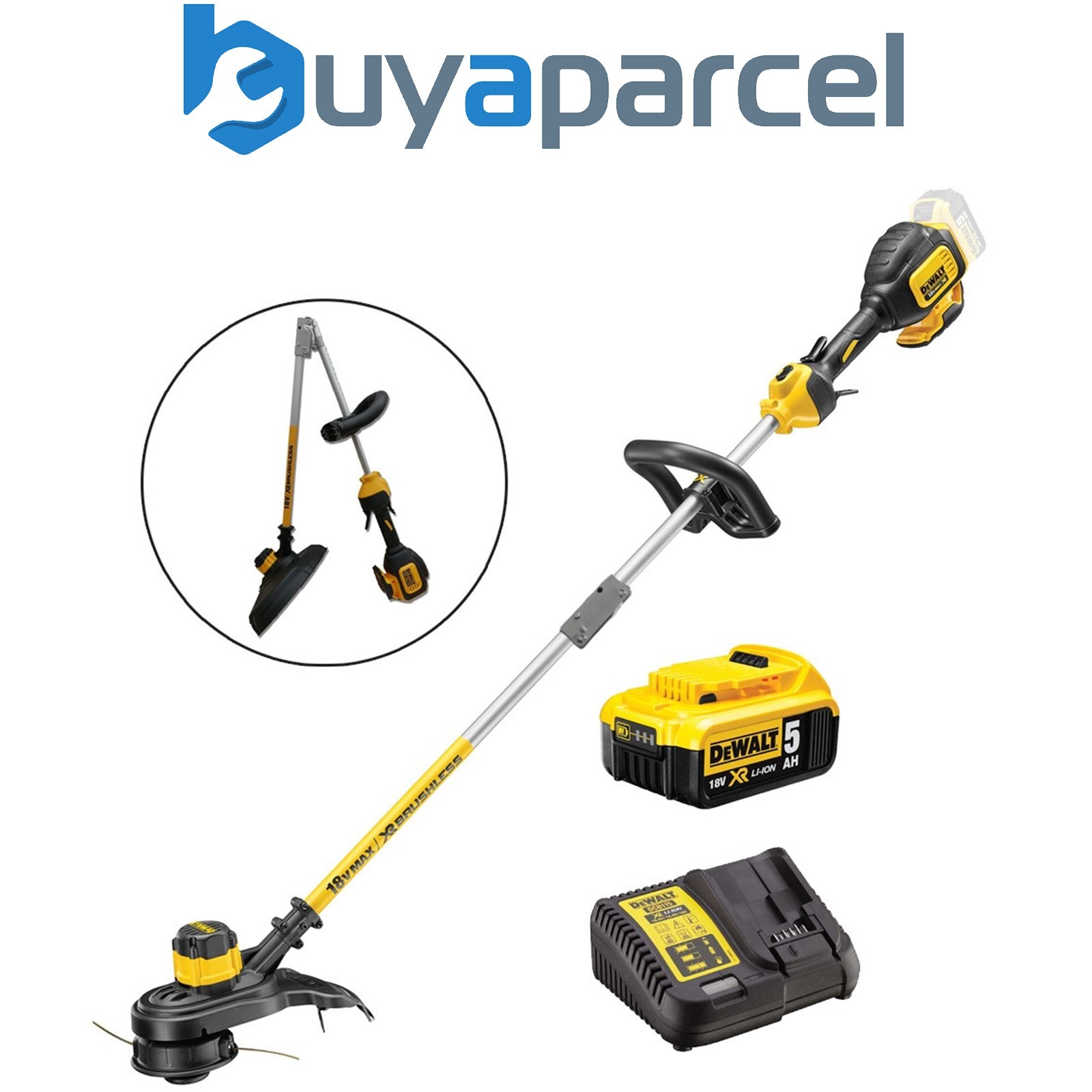 Dewalt DCM561P1S 18v XR Brushless Grass Line Trimmer Split Shaft - 1 x 5.0ah