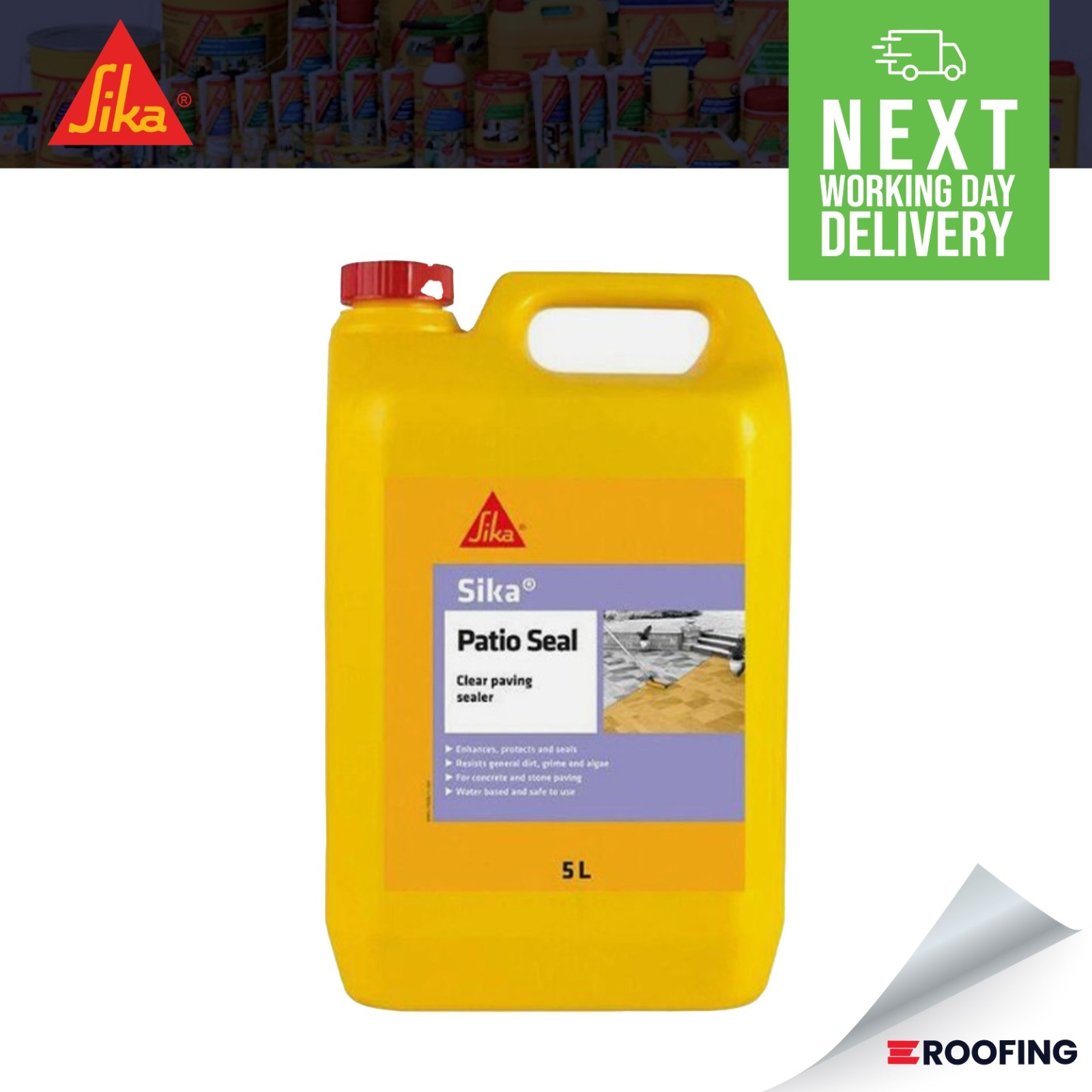 Sika Patio Seal, Easy to Apply, Water Based Sealer, 5L Paving Sealer, EVERBUILD