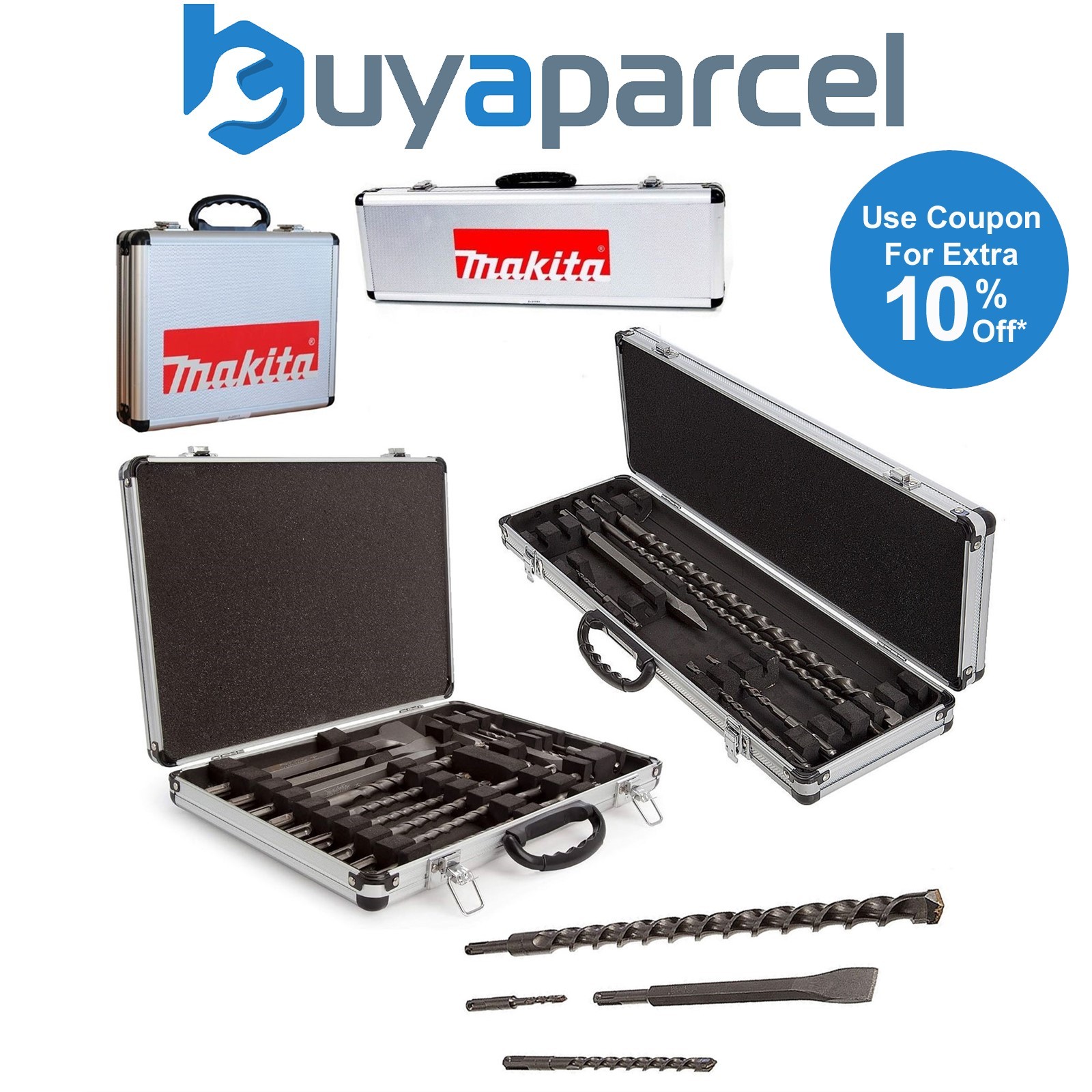 Makita D-21200 D-21191 27 Piece SDS Plus Drill Bullet Cold Flat Chisel Set Case