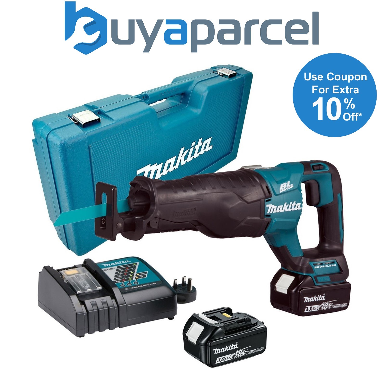 Makita DJR187RFE 18v LXT Brushless Reciprocating Sabre Saw - 2 x 3.0ah Batteries