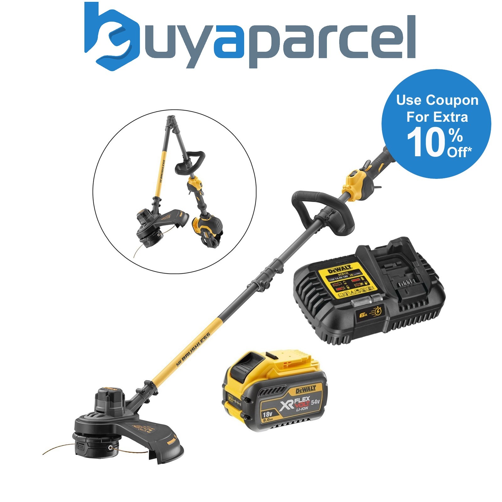 Dewalt DCM5713X1 54v XR Flexvolt Cordless Grass Timmer Cutter Split Shaft -1x9ah