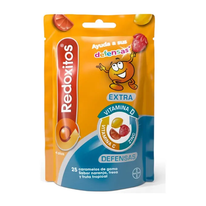 Redoxitos Extra Defenses 25 Gummy Candies Orange  Strawberry  And Tropical Fruit Flavor